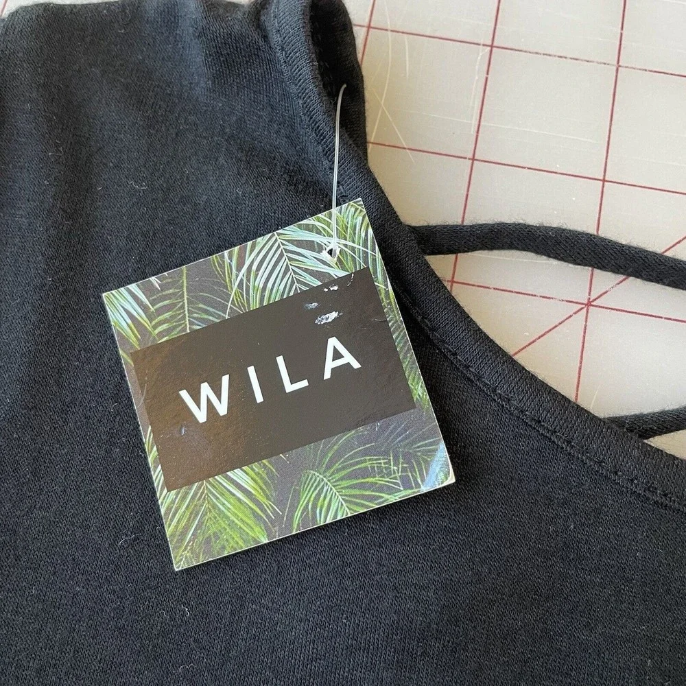 Active USA Womens Small Black Criss Cross Cut Out On Back T-Shirt Short‎ Sleeve - Picture 6 of 8